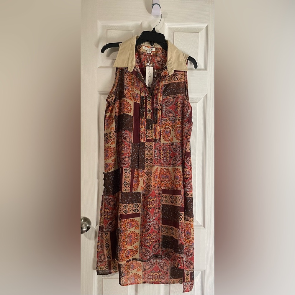 🌸 NEW Simply Noelle Multicolor Patchwork High Low Dress/Tunic/Beach Cover Up